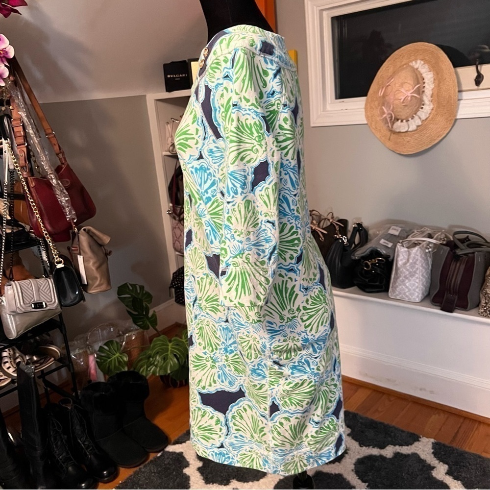 Lilly Pulitzer French Terry 3/4 Sleeve Boat Neck Shell Print Dress Size M - Picture 4 of 9